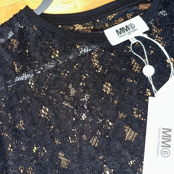 NEW MM6 Black lace t-shirt top, L,  PG1439 - Picture 5 of 6